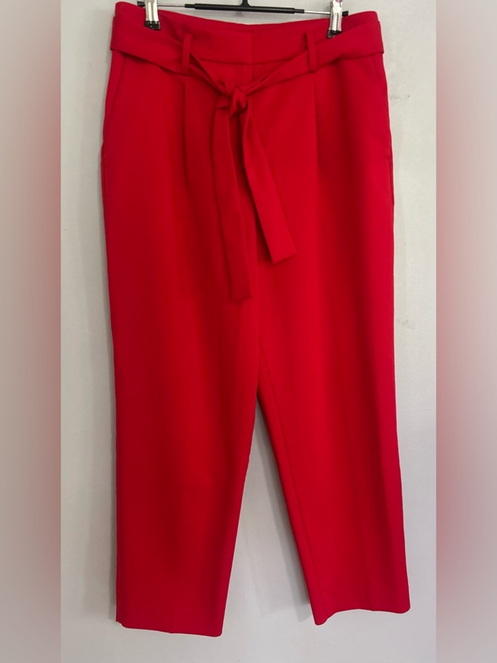 Ann Taylor Petite Red Tie Waist Ankle Pants 6P Workwear Office Core Chic Modern - Picture 2 of 8